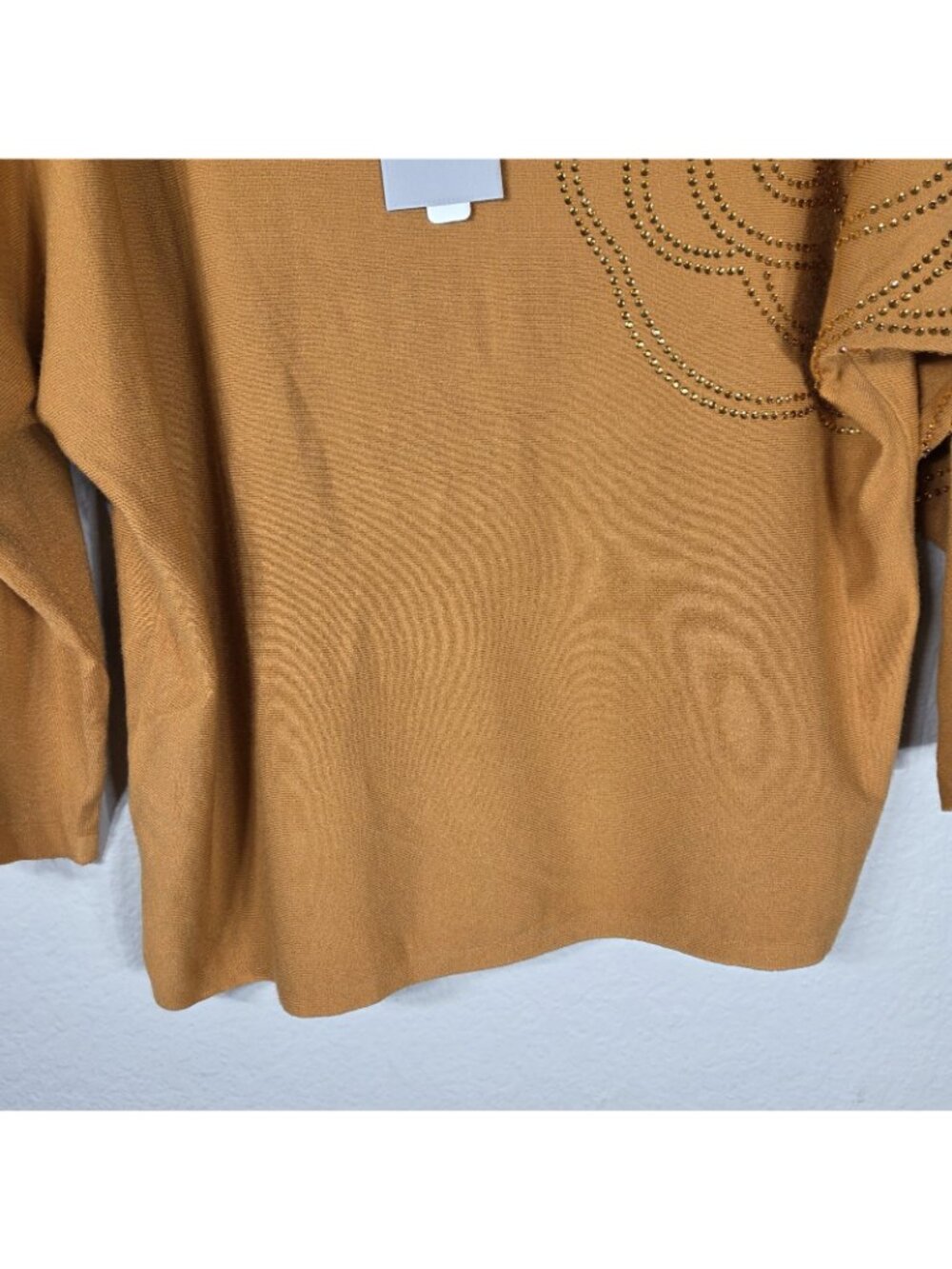 Liv Milano Mustard Yellow Embellished Pullover Dolman Sleeve Sweater Size L - Picture 4 of 16